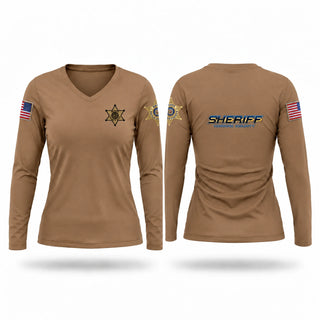Womens Long Sleeve Vneck Shirt, Howard County Sheriff's Office, Police, Teamtime, Team time, sublimation, custom sports apparel, team uniforms, spirit wear, spiritwear, sports uniforms, custom shirts, team store, custom team store, fundraiser sports, apparel fundraiser