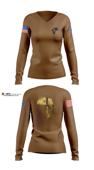 Womens Long Sleeve Vneck Shirt, ACJ2X, Army, Teamtime, Team time, sublimation, custom sports apparel, team uniforms, spirit wear, spiritwear, sports uniforms, custom shirts, team store, custom team store, fundraiser sports, apparel fundraiser