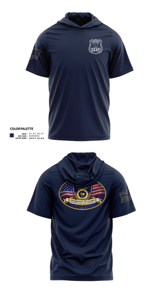 Short Sleeve Performance Shirt With Hood, Suffolk county auxiliary police, Police, Teamtime, Team time, sublimation, custom sports apparel, team uniforms, spirit wear, spiritwear, sports uniforms, custom shirts, team store, custom team store, fundraiser sports, apparel fundraiser