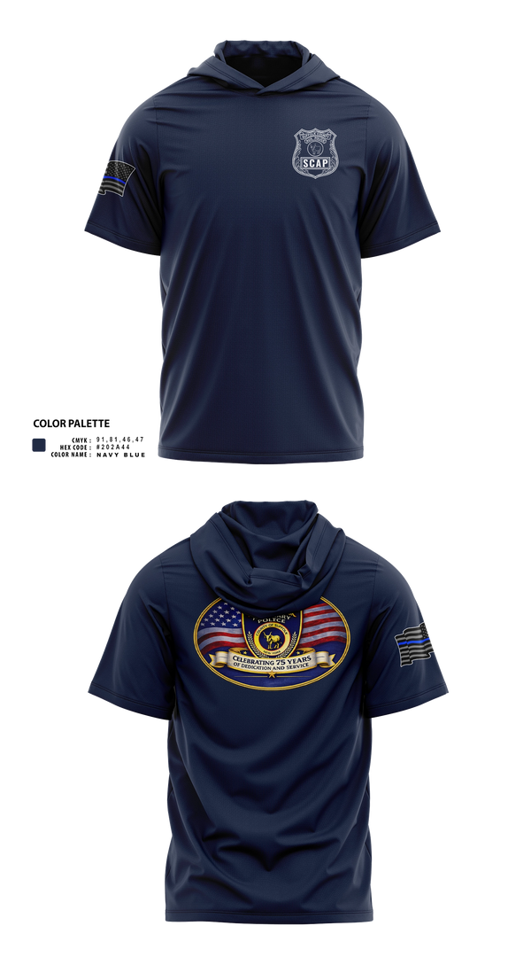 Short Sleeve Performance Shirt With Hood, Suffolk county auxiliary police, Police, Teamtime, Team time, sublimation, custom sports apparel, team uniforms, spirit wear, spiritwear, sports uniforms, custom shirts, team store, custom team store, fundraiser sports, apparel fundraiser