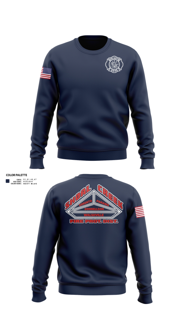 Crew Neck Sweatshirt, Shoal Creek Fire Prot. Dist., Fire Department, Teamtime, Team time, sublimation, custom sports apparel, team uniforms, spirit wear, spiritwear, sports uniforms, custom shirts, team store, custom team store, fundraiser sports, apparel fundraiser