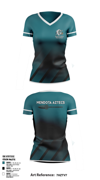 Mendota Aztecs 94033090 Women's Short Sleeve V-neck Shirt - 10