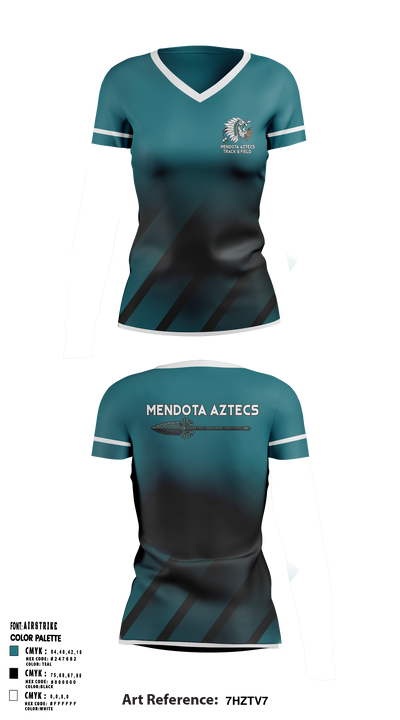 Mendota Aztecs 94033090 Women's Short Sleeve V-neck Shirt - 10