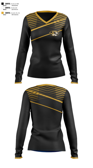 Womens Long Sleeve Vneck Shirt, Mizzou Golf, Golf, Teamtime, Team time, sublimation, custom sports apparel, team uniforms, spirit wear, spiritwear, sports uniforms, custom shirts, team store, custom team store, fundraiser sports, apparel fundraiser