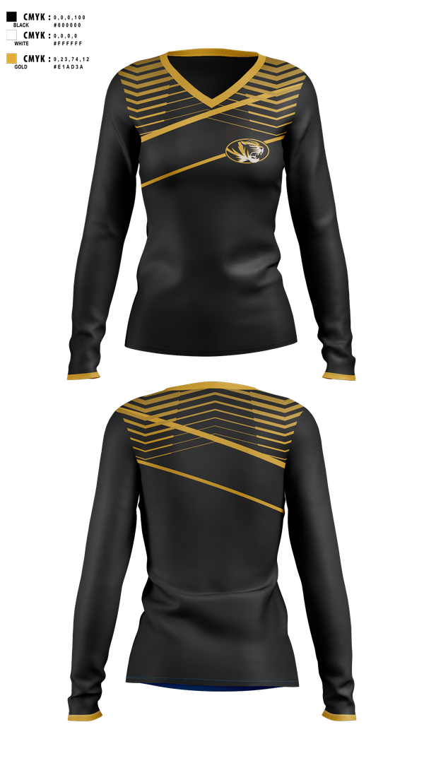 Womens Long Sleeve Vneck Shirt, Mizzou Golf, Golf, Teamtime, Team time, sublimation, custom sports apparel, team uniforms, spirit wear, spiritwear, sports uniforms, custom shirts, team store, custom team store, fundraiser sports, apparel fundraiser