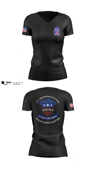 Womens Short Sleeve Vneck Shirt, Mountaineer Chapter Adjutant General Regimental Association, Army, Teamtime, Team time, sublimation, custom sports apparel, team uniforms, spirit wear, spiritwear, sports uniforms, custom shirts, team store, custom team store, fundraiser sports, apparel fundraiser