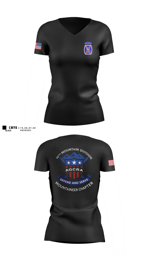 Womens Short Sleeve Vneck Shirt, Mountaineer Chapter Adjutant General Regimental Association, Army, Teamtime, Team time, sublimation, custom sports apparel, team uniforms, spirit wear, spiritwear, sports uniforms, custom shirts, team store, custom team store, fundraiser sports, apparel fundraiser