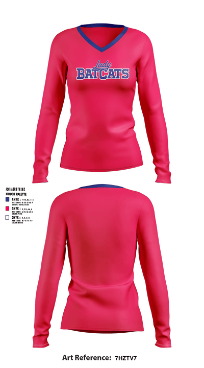 Lady BatCats 2560030 Women's Long Sleeve V-neck Shirt - 2