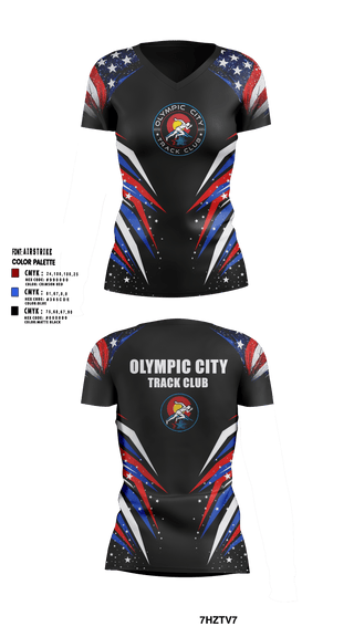 Olympic City Track Club 78162877 Women's Short Sleeve V-neck Shirt - 2
