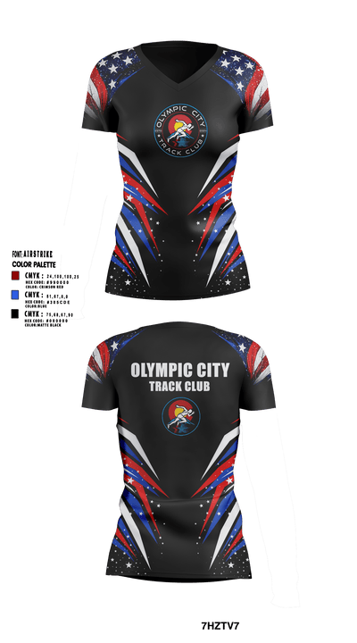 Olympic City Track Club 78162877 Women's Short Sleeve V-neck Shirt - 2