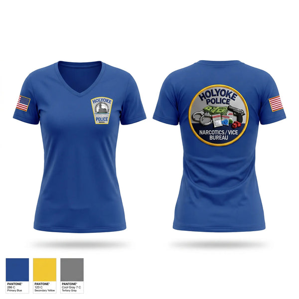 Womens Short Sleeve Vneck Shirt, Narcotics/ Vice Bureau, Police, Teamtime, Team time, sublimation, custom sports apparel, team uniforms, spirit wear, spiritwear, sports uniforms, custom shirts, team store, custom team store, fundraiser sports, apparel fundraiser