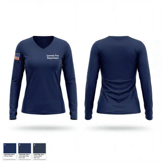 Womens Long Sleeve Vneck Shirt, Lawson Fire Department, Fire Department, Teamtime, Team time, sublimation, custom sports apparel, team uniforms, spirit wear, spiritwear, sports uniforms, custom shirts, team store, custom team store, fundraiser sports, apparel fundraiser