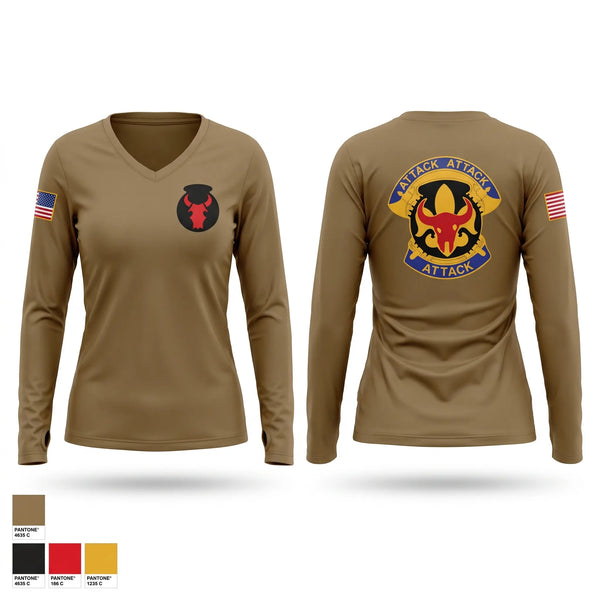 Womens Long Sleeve Vneck Shirt, 1/34 ABCT, National Guard, Teamtime, Team time, sublimation, custom sports apparel, team uniforms, spirit wear, spiritwear, sports uniforms, custom shirts, team store, custom team store, fundraiser sports, apparel fundraiser