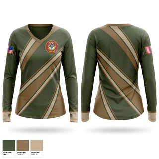 Womens Long Sleeve Vneck Shirt, 1st LAR, 1st Marine Division, Marines, Teamtime, Team time, sublimation, custom sports apparel, team uniforms, spirit wear, spiritwear, sports uniforms, custom shirts, team store, custom team store, fundraiser sports, apparel fundraiser