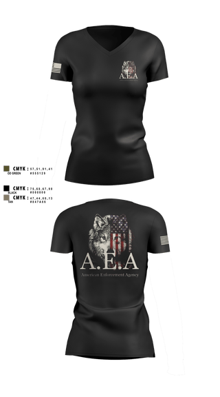 Womens Short Sleeve Vneck Shirt, American Enforcement Agency, Police, Teamtime, Team time, sublimation, custom sports apparel, team uniforms, spirit wear, spiritwear, sports uniforms, custom shirts, team store, custom team store, fundraiser sports, apparel fundraiser