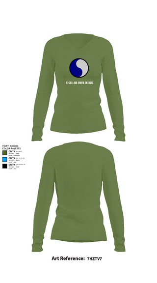 Womens Long Sleeve Vneck Shirt, C-Co 1/116 29th IN BDE, , Teamtime, Team time, sublimation, custom sports apparel, team uniforms, spirit wear, spiritwear, sports uniforms, custom shirts, team store, custom team store, fundraiser sports, apparel fundraiser