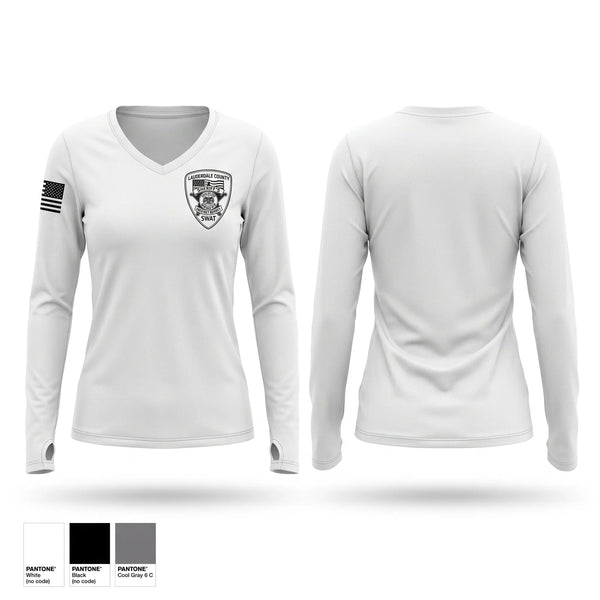 Womens Long Sleeve Vneck Shirt, Lauderdale County Sheriff's Department SWAT, Police, Teamtime, Team time, sublimation, custom sports apparel, team uniforms, spirit wear, spiritwear, sports uniforms, custom shirts, team store, custom team store, fundraiser sports, apparel fundraiser