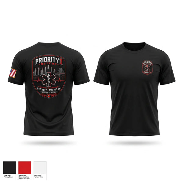 Short Sleeve Performance Shirt, Priority 1 Rescue, EMS/EMT, Teamtime, Team time, sublimation, custom sports apparel, team uniforms, spirit wear, spiritwear, sports uniforms, custom shirts, team store, custom team store, fundraiser sports, apparel fundraiser