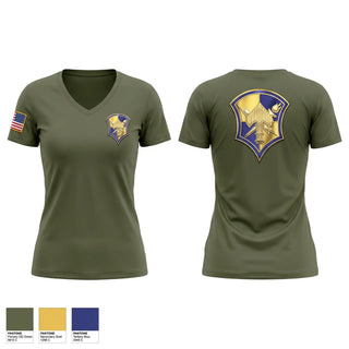 Womens Short Sleeve Vneck Shirt, AOSD, Army, Teamtime, Team time, sublimation, custom sports apparel, team uniforms, spirit wear, spiritwear, sports uniforms, custom shirts, team store, custom team store, fundraiser sports, apparel fundraiser