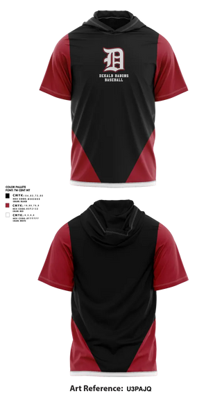 Short Sleeve Performance Shirt with hood, DeKalb Barons Baseball, Baseball, Teamtime, Team time, sublimation, custom sports apparel, team uniforms, spirit wear, spiritwear, sports uniforms, custom shirts, team store, custom team store, fundraiser sports, apparel fundraiser