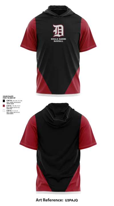 DeKalb Barons Baseball 24379984 Short Sleeve Performance Shirt with hood - 2