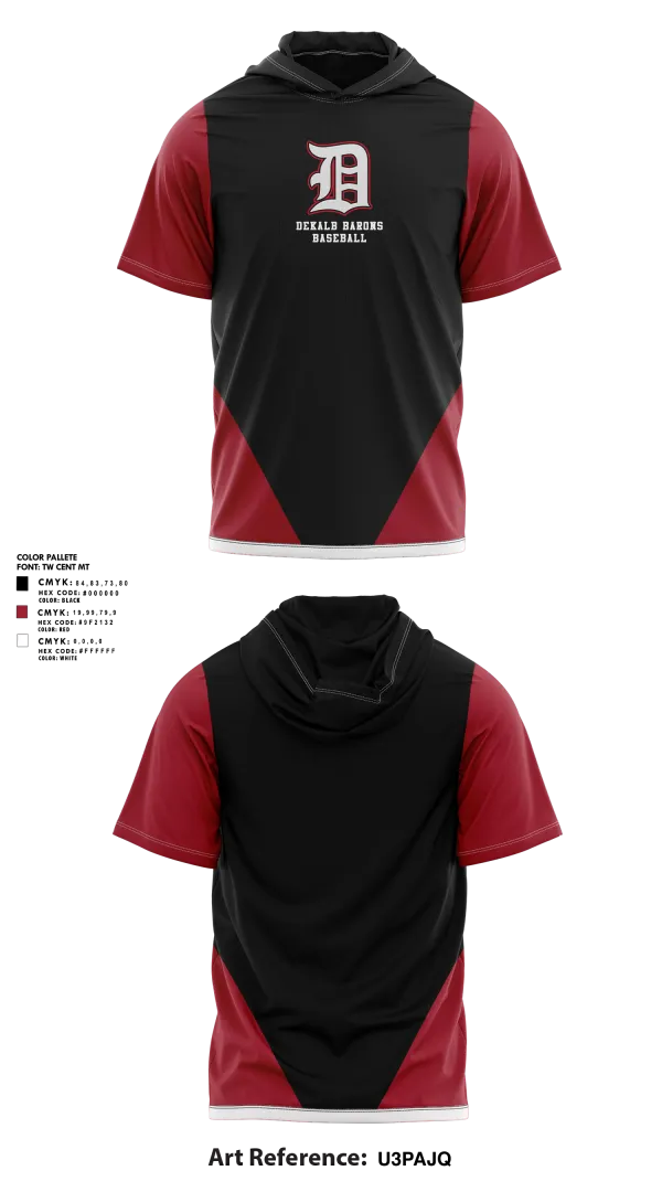 Short Sleeve Performance Shirt with hood, DeKalb Barons Baseball, Baseball, Teamtime, Team time, sublimation, custom sports apparel, team uniforms, spirit wear, spiritwear, sports uniforms, custom shirts, team store, custom team store, fundraiser sports, apparel fundraiser
