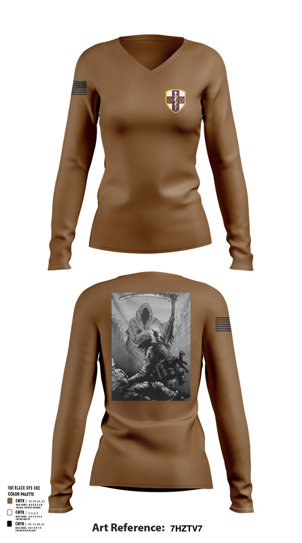 Womens Long Sleeve Vneck Shirt, 7455th MORU, , Teamtime, Team time, sublimation, custom sports apparel, team uniforms, spirit wear, spiritwear, sports uniforms, custom shirts, team store, custom team store, fundraiser sports, apparel fundraiser