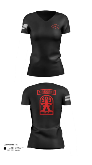 Womens Short Sleeve Vneck Shirt, 3-509th Parachute Infantry BN Able Nation, , Teamtime, Team time, sublimation, custom sports apparel, team uniforms, spirit wear, spiritwear, sports uniforms, custom shirts, team store, custom team store, fundraiser sports, apparel fundraiser