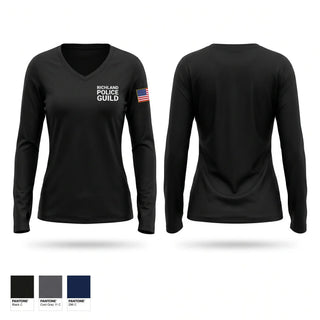 Womens Long Sleeve Vneck Shirt, Richland Police Guild, Police, Teamtime, Team time, sublimation, custom sports apparel, team uniforms, spirit wear, spiritwear, sports uniforms, custom shirts, team store, custom team store, fundraiser sports, apparel fundraiser