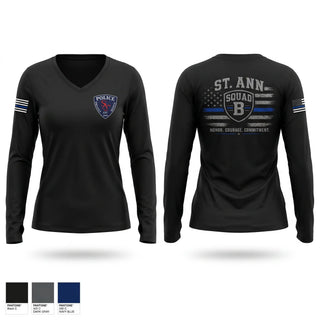 Womens Long Sleeve Vneck Shirt, B SQUAD, Police, Teamtime, Team time, sublimation, custom sports apparel, team uniforms, spirit wear, spiritwear, sports uniforms, custom shirts, team store, custom team store, fundraiser sports, apparel fundraiser