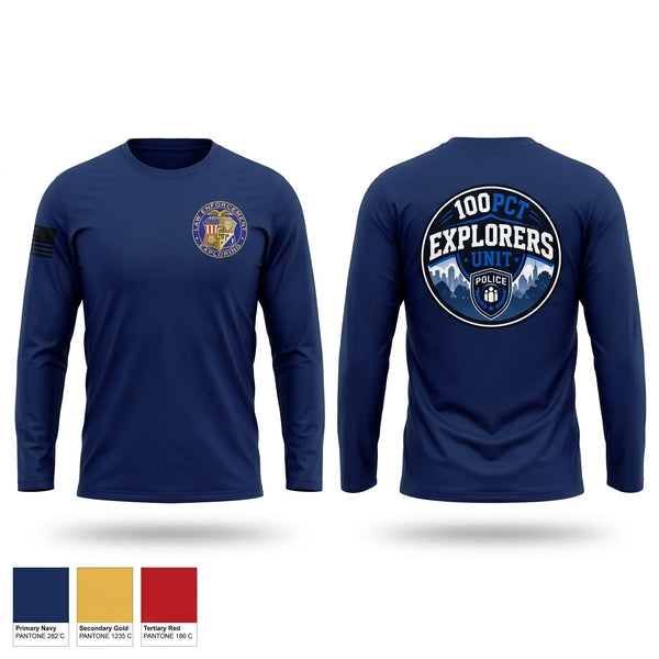 Long Sleeve Performance Shirt, NYPD explorer unit, Police, Teamtime, Team time, sublimation, custom sports apparel, team uniforms, spirit wear, spiritwear, sports uniforms, custom shirts, team store, custom team store, fundraiser sports, apparel fundraiser
