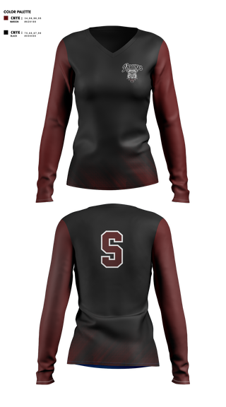 Womens Long Sleeve Vneck Shirt, Sobrato HS Bulldogs, , Teamtime, Team time, sublimation, custom sports apparel, team uniforms, spirit wear, spiritwear, sports uniforms, custom shirts, team store, custom team store, fundraiser sports, apparel fundraiser