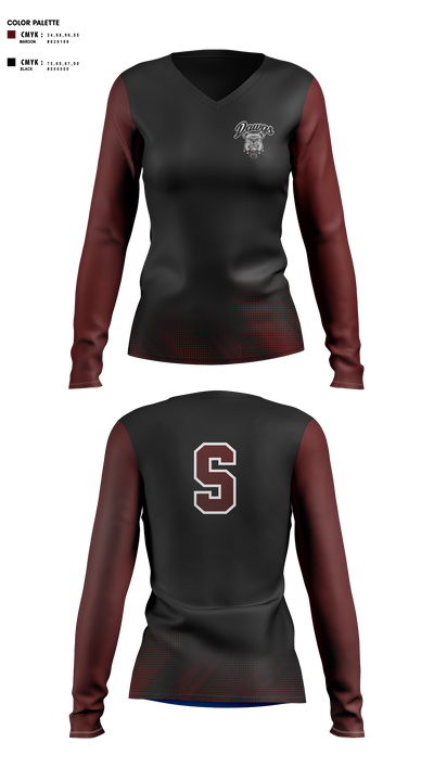 Sobrato HS Bulldogs 65561027 Women's Long Sleeve V-neck Shirt - 6