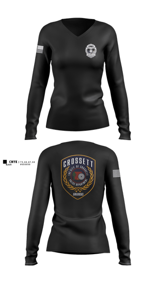 Womens Long Sleeve Vneck Shirt, Crossett Police Department, Police, Teamtime, Team time, sublimation, custom sports apparel, team uniforms, spirit wear, spiritwear, sports uniforms, custom shirts, team store, custom team store, fundraiser sports, apparel fundraiser