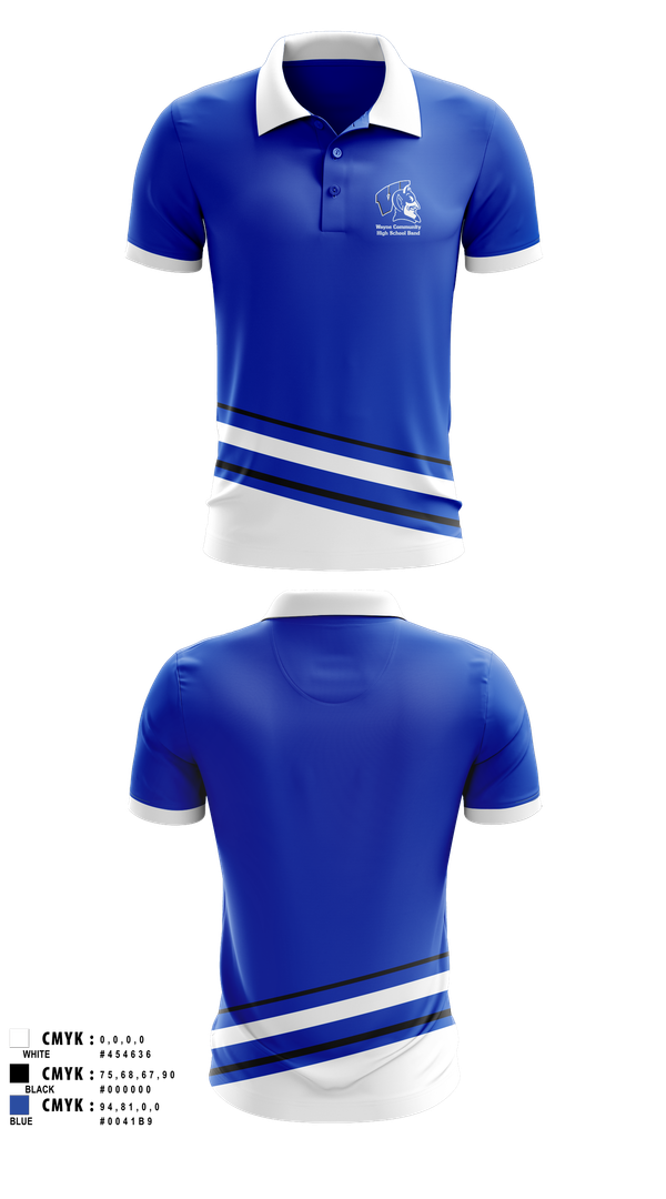 Short Sleeve Performance Polo, Wayne Community High School Band, Spirit Store, Teamtime, Team time, sublimation, custom sports apparel, team uniforms, spirit wear, spiritwear, sports uniforms, custom shirts, team store, custom team store, fundraiser sports, apparel fundraiser