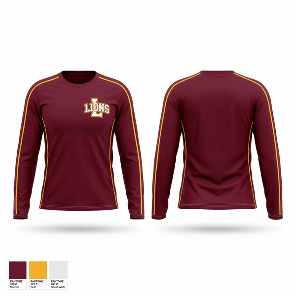 Long Sleeve Performance Shirt, Lions, Baseball, Teamtime, Team time, sublimation, custom sports apparel, team uniforms, spirit wear, spiritwear, sports uniforms, custom shirts, team store, custom team store, fundraiser sports, apparel fundraiser