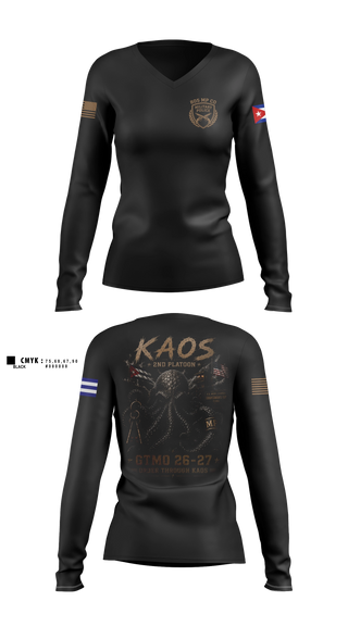 Womens Long Sleeve Vneck Shirt, 805th Military Police Company, Army, Teamtime, Team time, sublimation, custom sports apparel, team uniforms, spirit wear, spiritwear, sports uniforms, custom shirts, team store, custom team store, fundraiser sports, apparel fundraiser