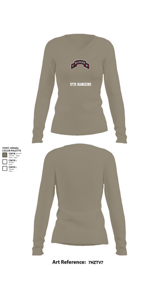 Womens Long Sleeve Vneck Shirt, 5th Rangers, , Teamtime, Team time, sublimation, custom sports apparel, team uniforms, spirit wear, spiritwear, sports uniforms, custom shirts, team store, custom team store, fundraiser sports, apparel fundraiser