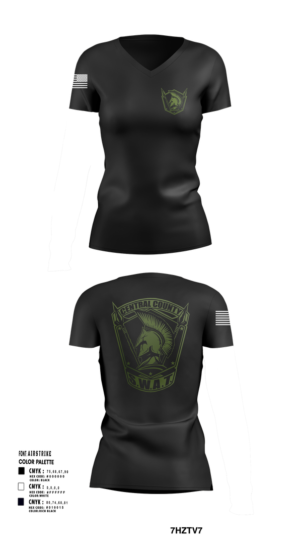 Womens Short Sleeve Vneck Shirt, Central County SWAT, , Teamtime, Team time, sublimation, custom sports apparel, team uniforms, spirit wear, spiritwear, sports uniforms, custom shirts, team store, custom team store, fundraiser sports, apparel fundraiser