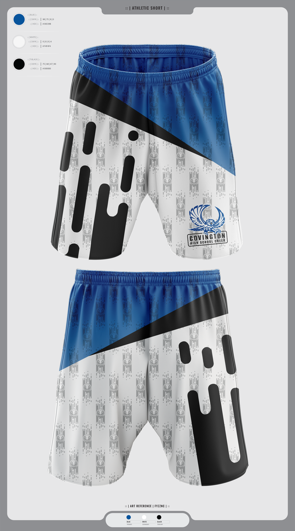 Athletic Shorts With Pockets, Covington High School Cheer, Cheer, Teamtime, Team time, sublimation, custom sports apparel, team uniforms, spirit wear, spiritwear, sports uniforms, custom shirts, team store, custom team store, fundraiser sports, apparel fundraiser