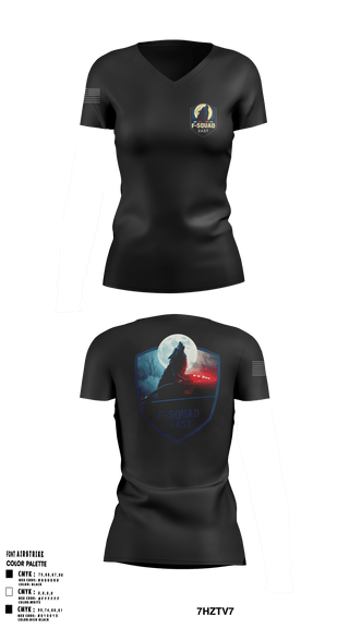 F- Squad East 96040279 Women's Short Sleeve V-neck Shirt - 5