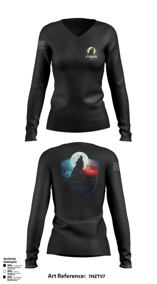 F- Squad East 96040279 Women's Long Sleeve V-neck Shirt - 5