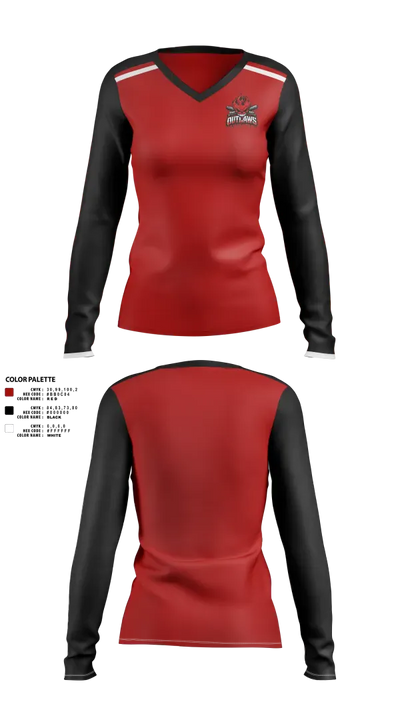DownEast Outlaws 43136486 Women's Long Sleeve V-neck Shirt - 22