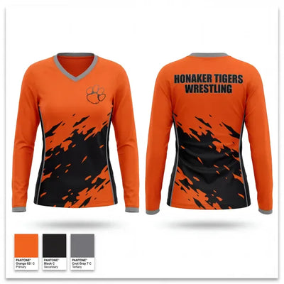Honaker Tigers 66302356 Women's Long Sleeve V-neck Shirt - 1