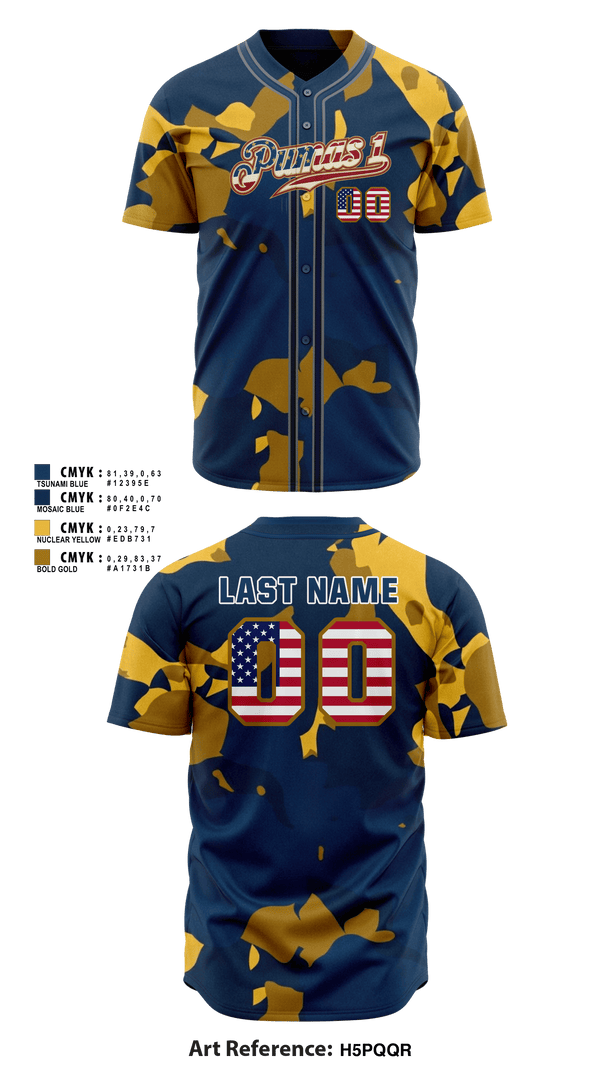 Pumas 3299936 Full Button Baseball Jersey - 51