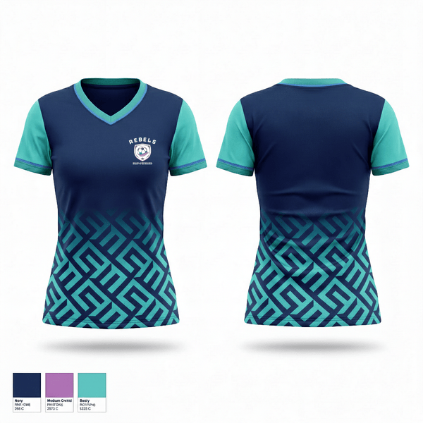 Womens Short Sleeve Vneck Shirt, Rebels, Women's Soccer, Teamtime, Team time, sublimation, custom sports apparel, team uniforms, spirit wear, spiritwear, sports uniforms, custom shirts, team store, custom team store, fundraiser sports, apparel fundraiser