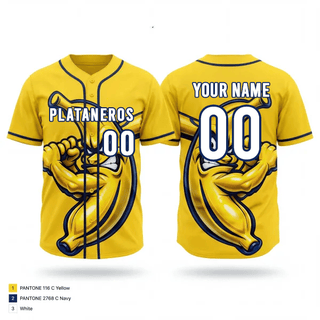 Team plataneros 7425971 Full Button Baseball Jersey - 1