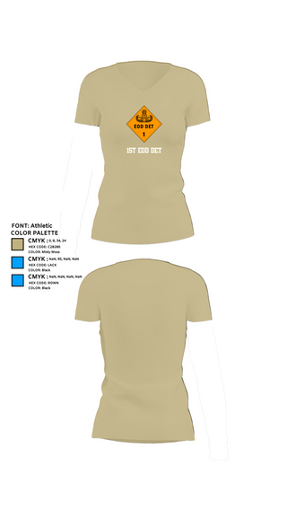 Womens Short Sleeve Vneck Shirt, 1st EOD DET, , Teamtime, Team time, sublimation, custom sports apparel, team uniforms, spirit wear, spiritwear, sports uniforms, custom shirts, team store, custom team store, fundraiser sports, apparel fundraiser