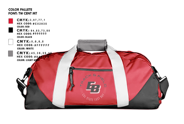 Duffle Bag, CSU East Bay Track & Field, Track & Field, Teamtime, Team time, sublimation, custom sports apparel, team uniforms, spirit wear, spiritwear, sports uniforms, custom shirts, team store, custom team store, fundraiser sports, apparel fundraiser