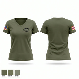Womens Short Sleeve Vneck Shirt, Metro Narcotics Unit, Police, Teamtime, Team time, sublimation, custom sports apparel, team uniforms, spirit wear, spiritwear, sports uniforms, custom shirts, team store, custom team store, fundraiser sports, apparel fundraiser